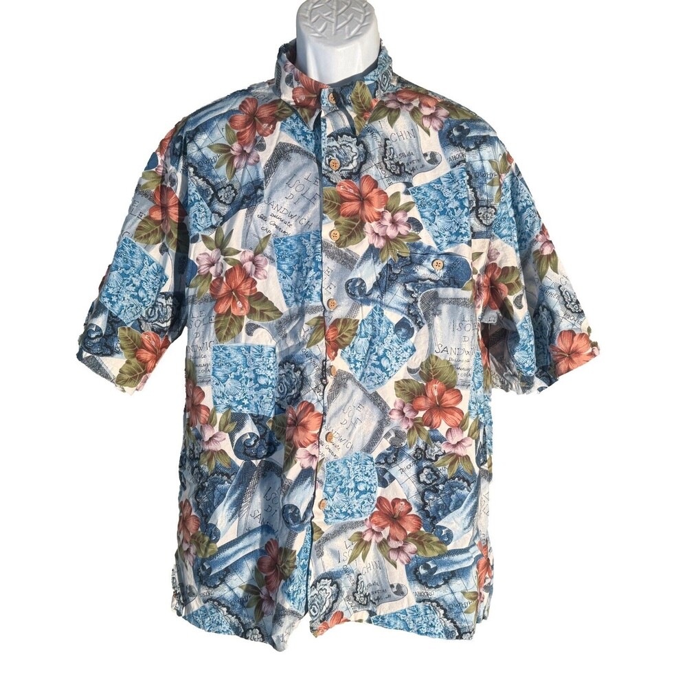 Pau Hana Hawaii Le Isole Di Sandwich Short Sleeve Button Down Hawaiian‎ Shirt XL